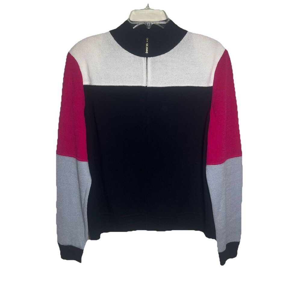 St. John Sport Santana Knit Zip Up Women’s XL Luxury Cardigan Sweater Resortwear